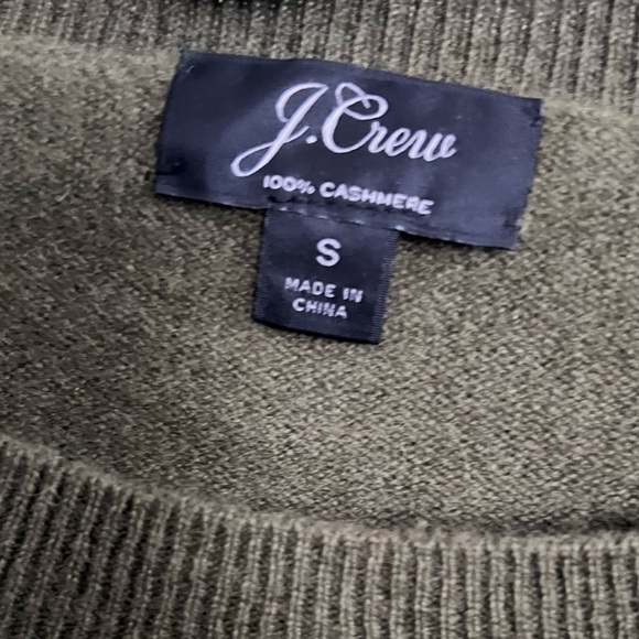 J. Crew 100% cashmere crewneck sweater size small color olive - Picture 4 of 7